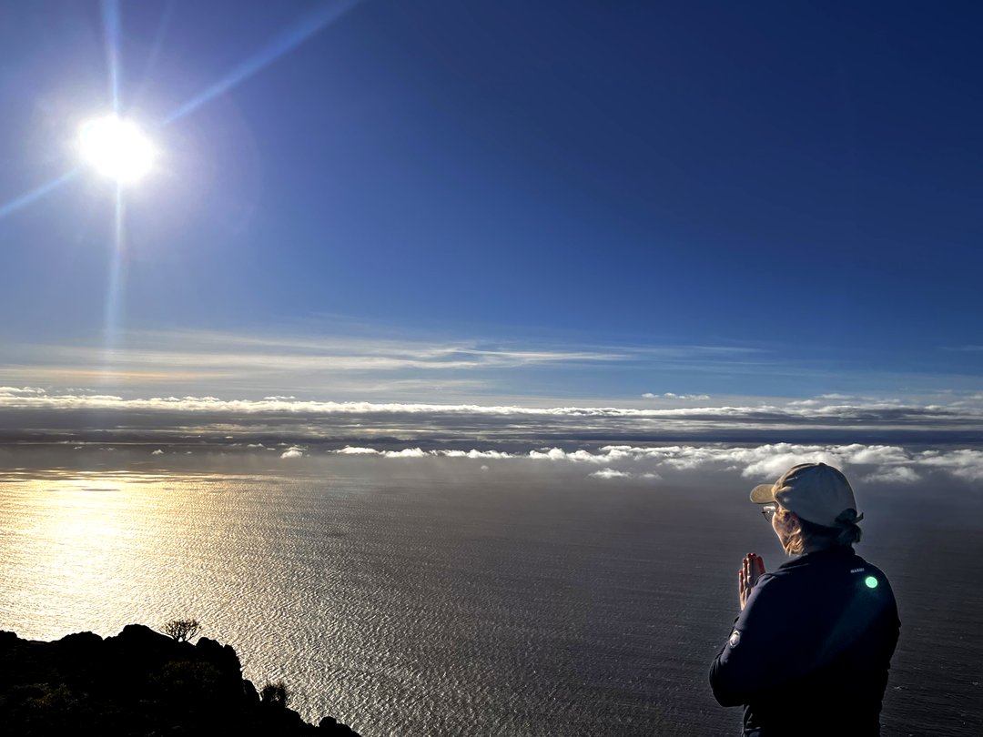 Sunset over the sea of clouds in La Gomera
