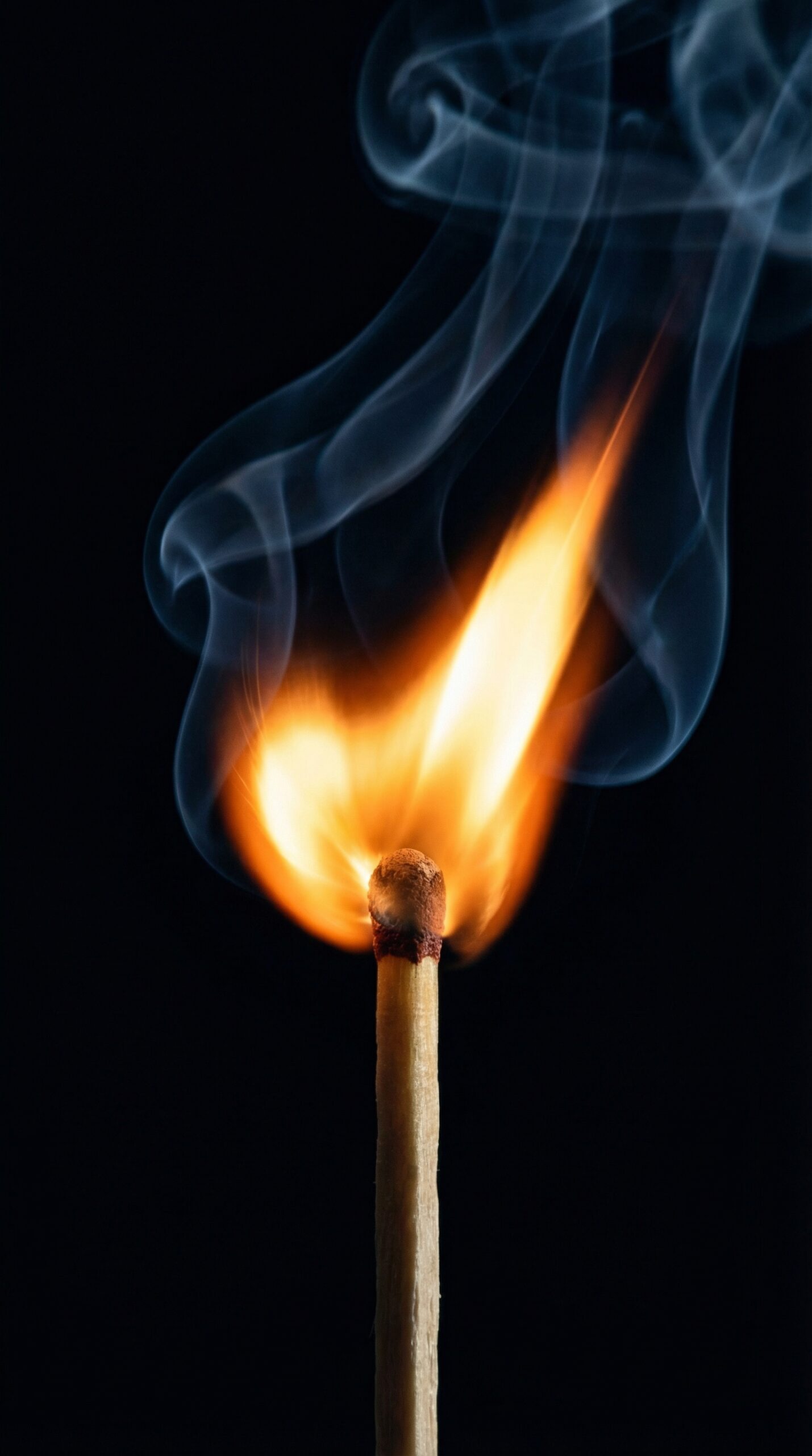 Single match striking in the dark