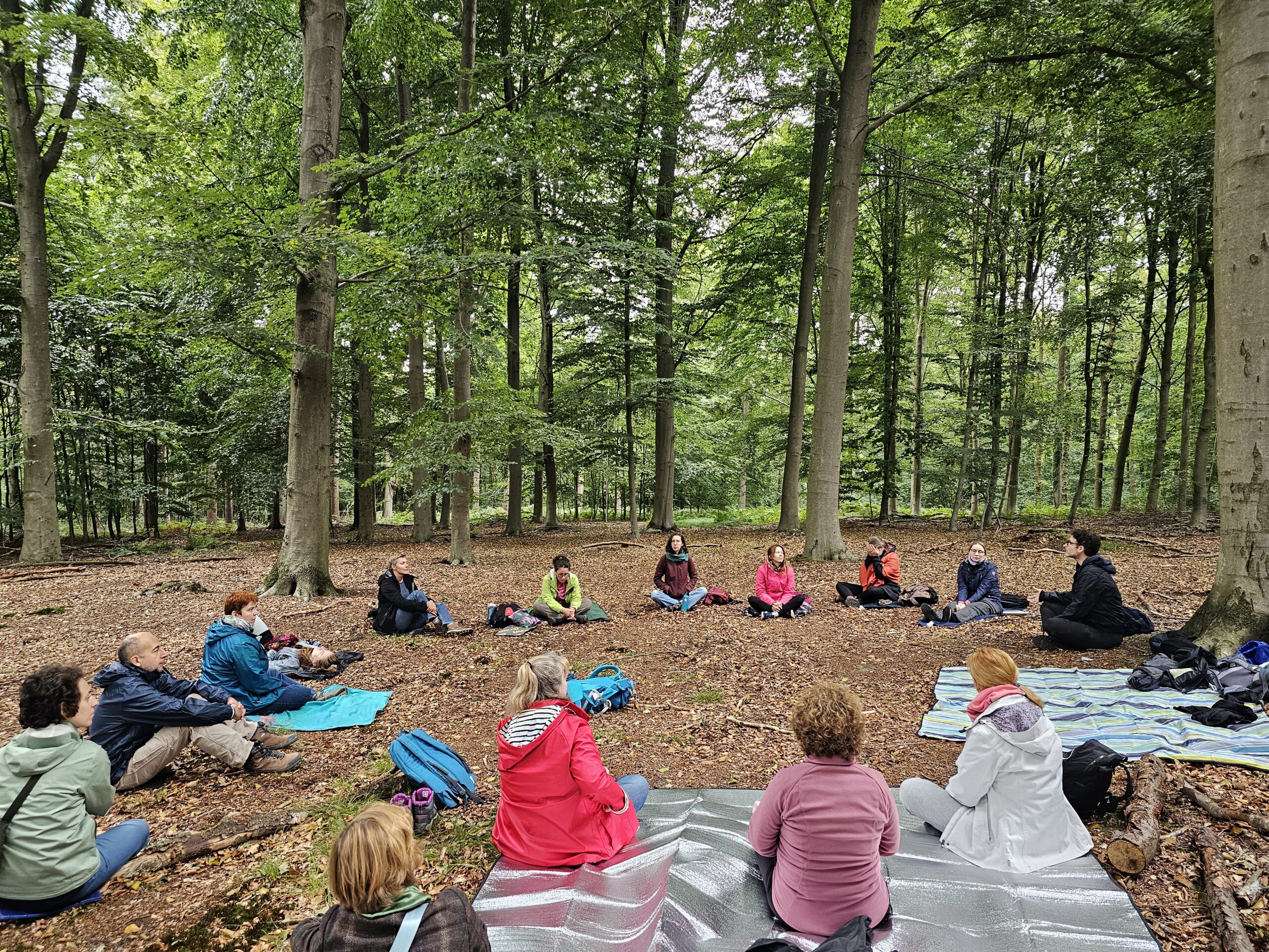 Drum ritual in nature clearing
