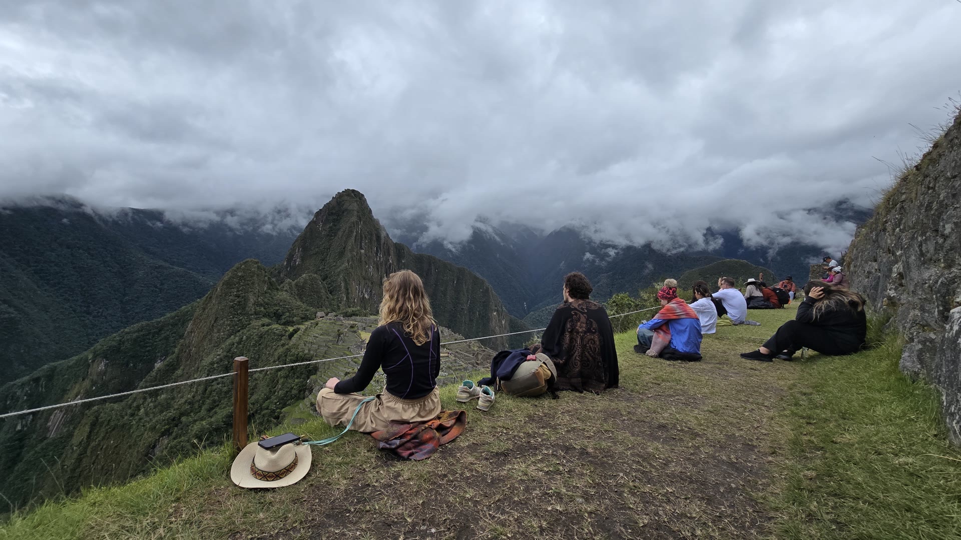 Inner Spark group sitting together at Machu Picchu