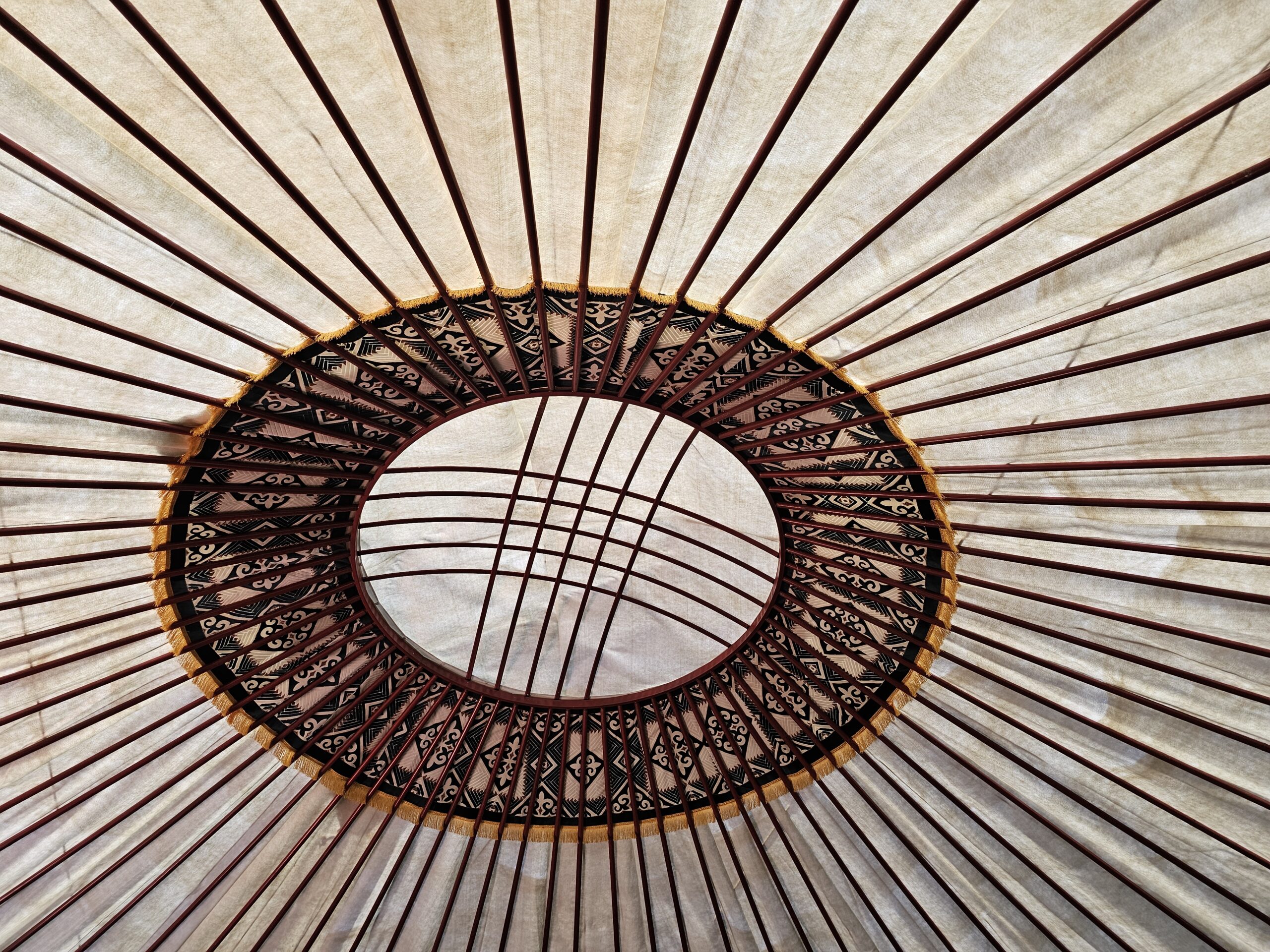 Tunduk opening inside a yurt