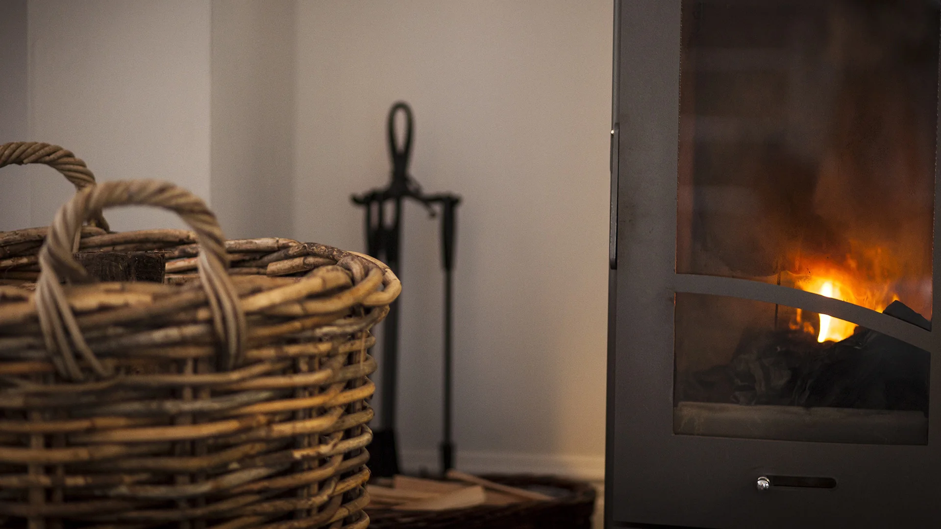 Warm fireplace and shared interior